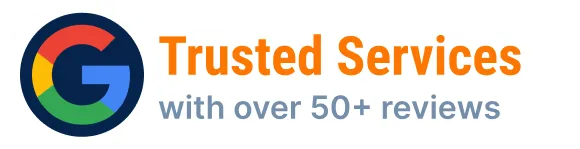 Google Trusted Services, over 50 reviews badge